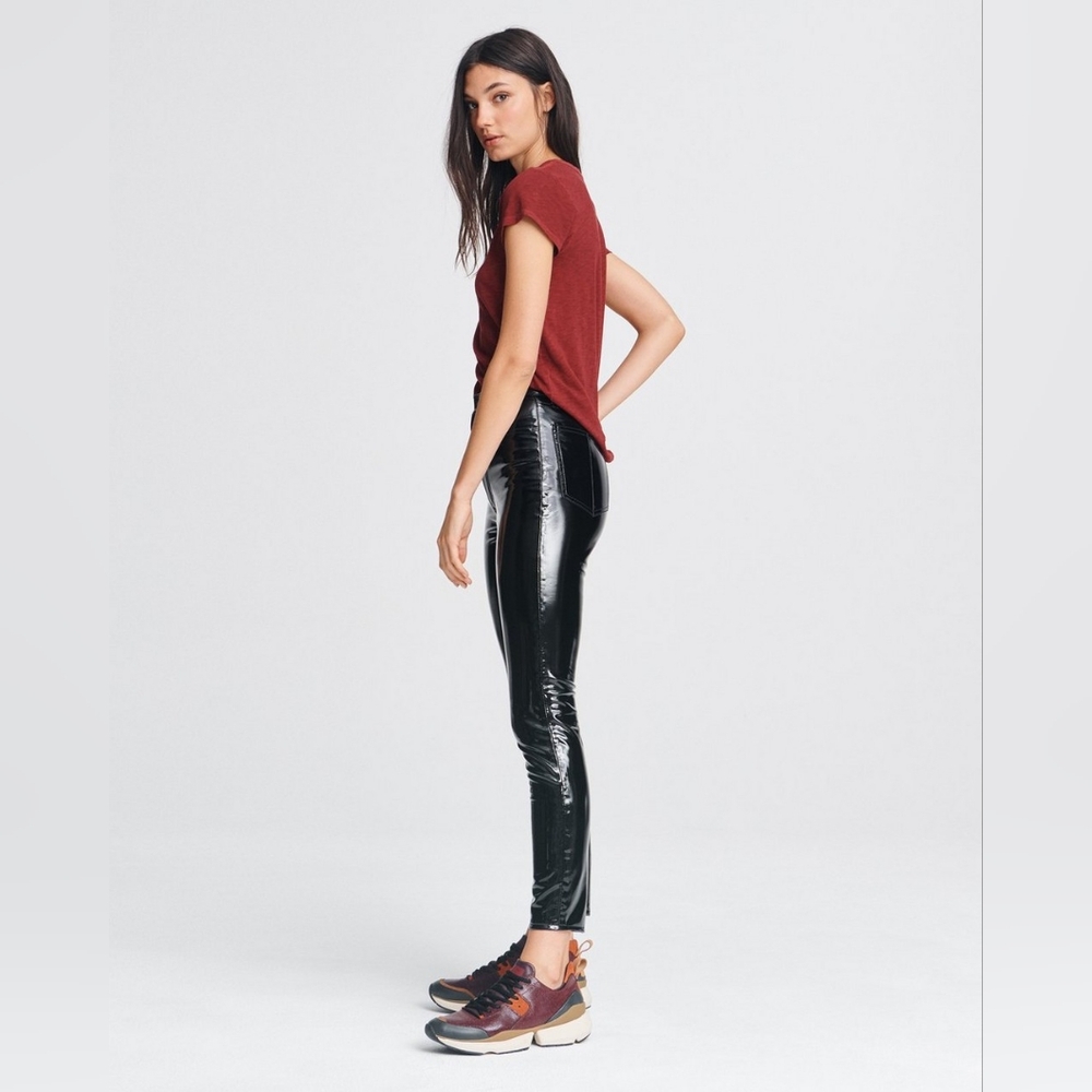 2. NWT RAG & BONE SUPER HIGH RISE SKINNY VINYL PANTS - Picture 3 of 10